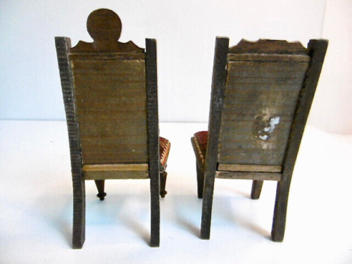 BEAUTIFUL ANTIQUE 4 PIECE BURGUNDY VELVET DOLLHOUSE FURNITURE - 19th century - Picture 15 of 17