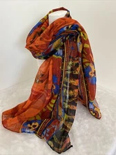Lightweight Georgette Rectangle Fashion Scarf Horse Mountain 170 cm x 115 cm
