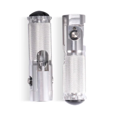 2pcs Repose-pieds de moto argent CNC en aluminium universel Pliant Footrests - Photo 1/4
