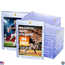 100-Pack Magnetic Card Holders - 35pt One Touch Trading Card Cases, UV-Resistant
