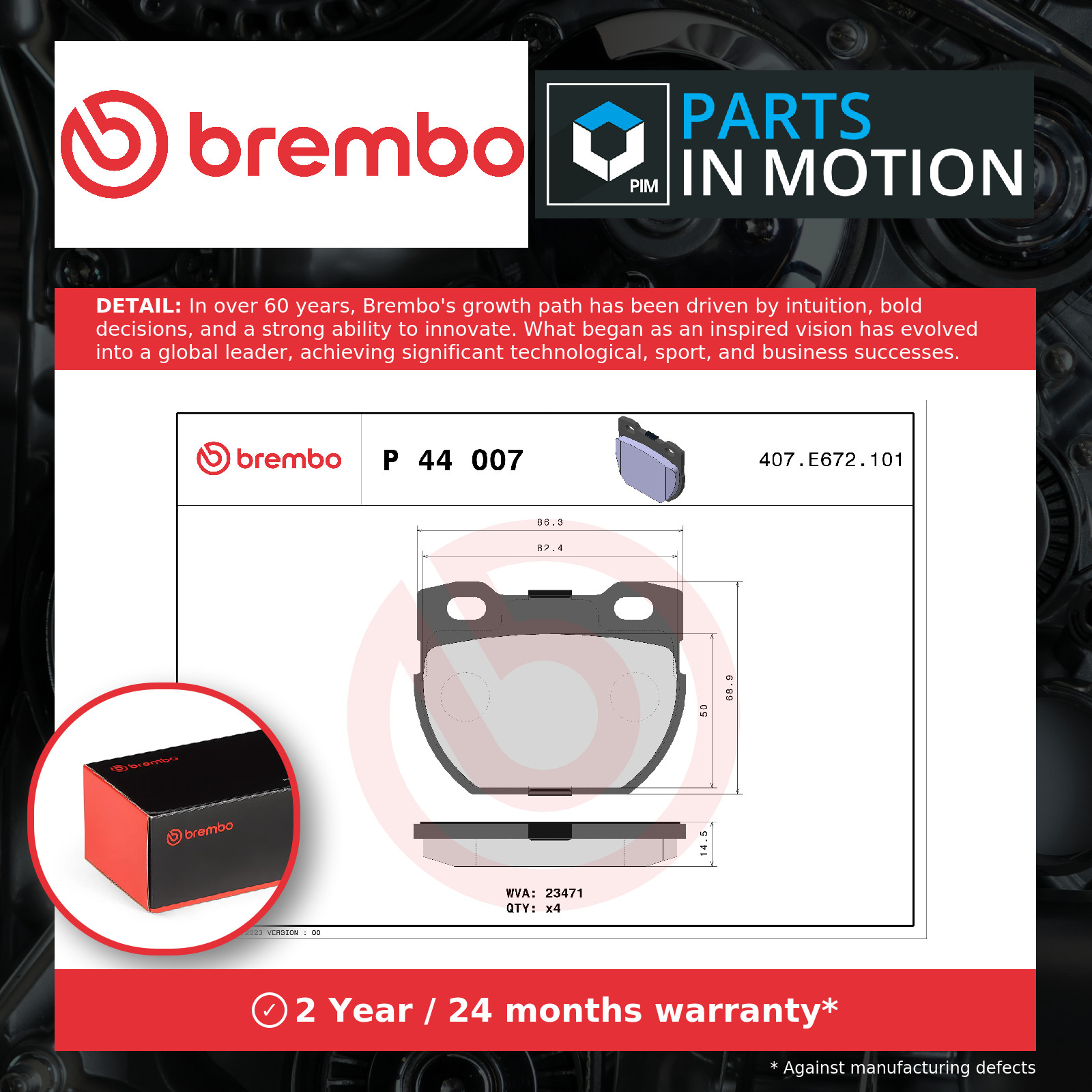 Brake Pads Set Rear P44007 Brembo SFP000160 SFP000280 STC1277 STC1601 23471 New - Image 9