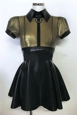 Pure Latex Kleid  Rubber Gummi Gray Dress Cosplay Rock Back Zipper S-XXL