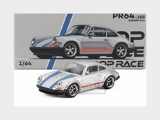 1:64 POP-RACE-LIMITED Porsche 911 Singer Coupe 1991 Silver Blue PR640188 Model