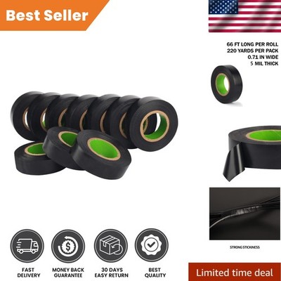 Strong Adhesive Electrical Tape - Black, 60ft Long, 0.71in Wide, 5mil Thickness