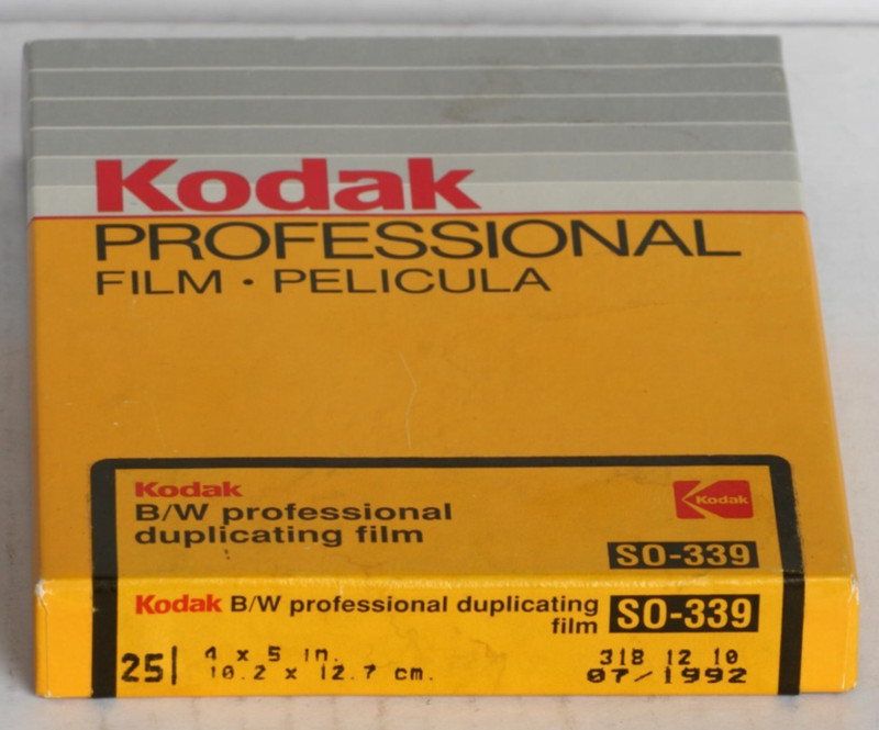 KODAK B&W PRO DUPLICATING FILM SO-339 4x5 25-sheets outdated 07-1992, VINTAGE!!