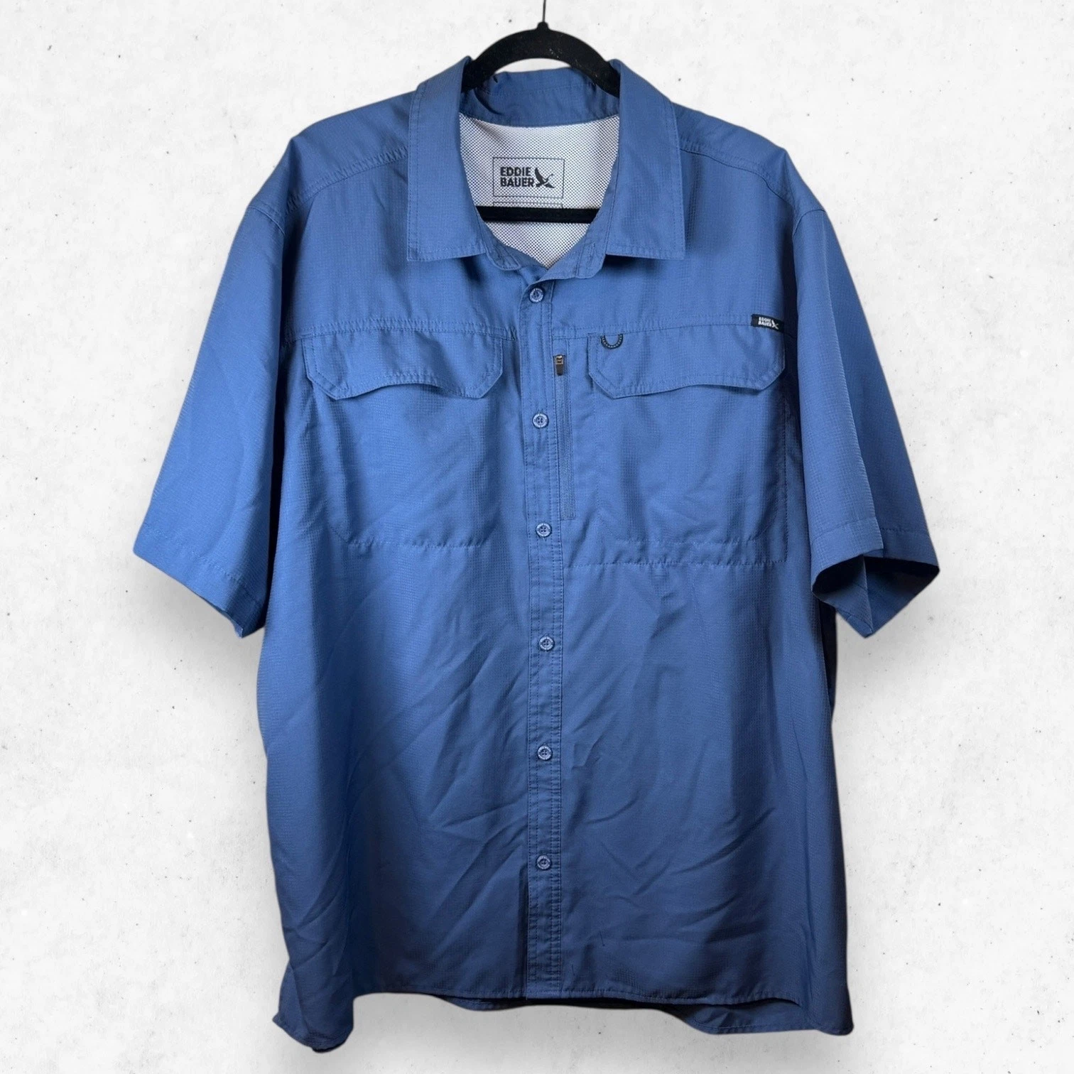 Eddie Bauer Outdoor Fishing Shirt Men's XXL Blue 100% Polyester Vented
