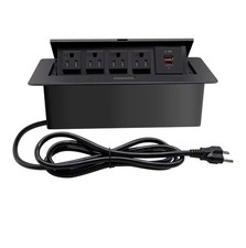 Pop Up Power Strip 4 Outlets USB Fast Charging 6.5ft Cord 1875W Black Indoor