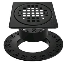 4 Inch Drain Grate Kit Square Shower Floor Drain Matte Black Stainless Steel...