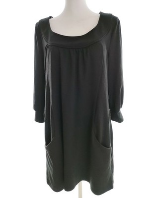 STORE TWENTY ONE Damen Kleid Gr. 48 Schwarz 3/4 Ärmel Knielang Runder Ausschnitt