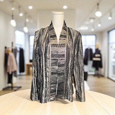 Chico's Women's Gray Metallic Embellished Open Front Jacket Size 0 4