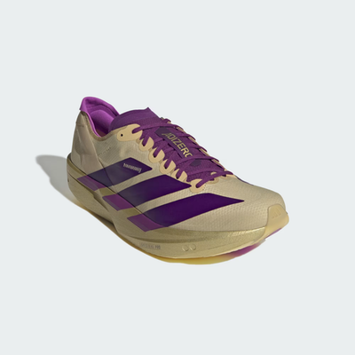 Adidas Running Adizero Takumi Sen 11 Shoes in Sand/Rich Purple