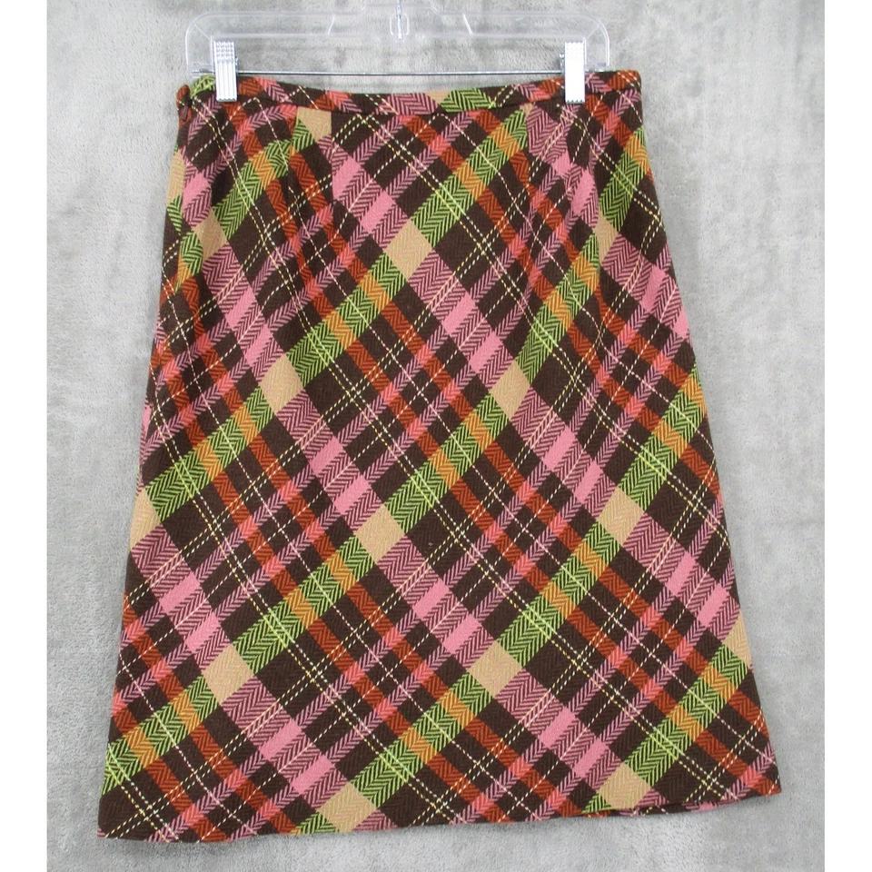 Falda Loft Vintage Ann Taylor 10 Pequeña Mezcla de Lana a Cuadros Academia Preppy Oficina Foto 2 de 4