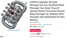 Handheld Back Massager Gun Deep Tissue,9 Speeds Electric Percussion Muscle Body