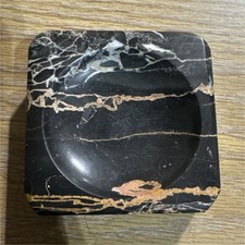 Black Marble Decorative Square Ashtray, Glossy Finish, 4" x 4", 2" Tall