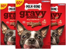 Gravy Bones Dog Treats with 4 Savory Meat Flavors Coated in Gravy, 7 Pound