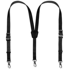 NUTUCH Grain Buffalo Leather Suspender for Men | Black Suspenders