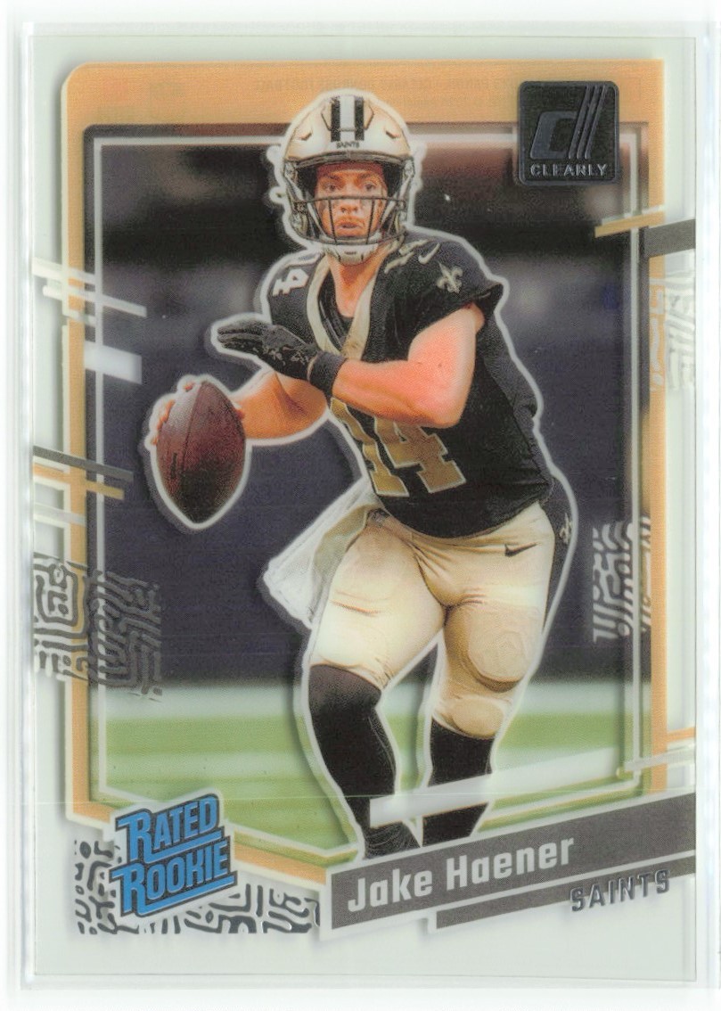 Jake Haener RC 2023 Clearly Donruss Rated Rookie New Orleans Saints #63