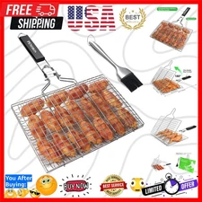 Effortless Grilling with our Folding Fish Basket - Great Gift for BBQ Lovers