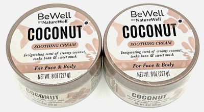 BeWell by NatureWell Face + Body Coconut Moisturizing Cream,  2-Pack (8 oz) 