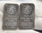 (2) Engelhard 1 oz .999 Silver Bars E MC Globe PU Serail #'s