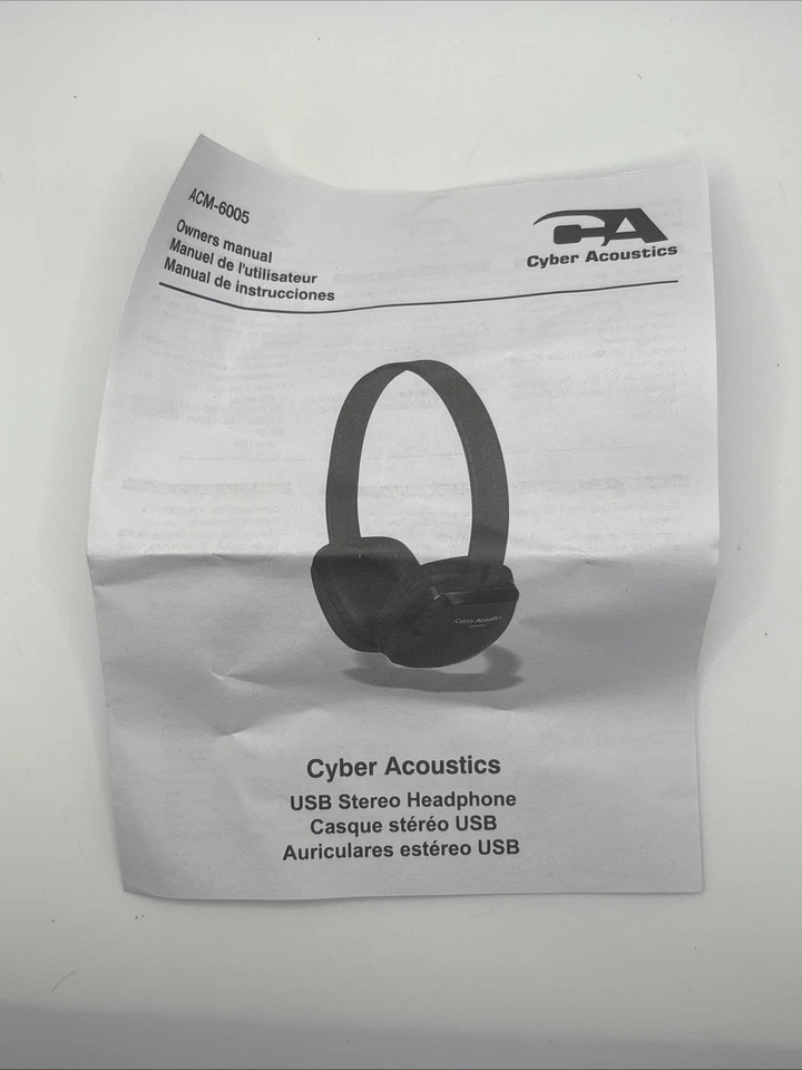 Cyber Acoustics USB Stereo Headphones for PCs and Other USB Devices in The Of... - Image 2 of 3