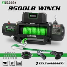Stegodon Electric Winch 9500lb Synthetic Rope Towing Truck Offroad 4wd Car 12v