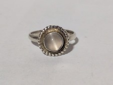 VINTAGE STERLING SILVER MOTHER OF PEARL STONE HALO DESIGN RING SIZE 7.5 925