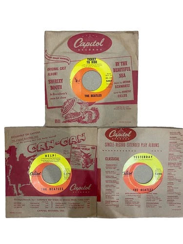THE BEATLES 3 X ORIGINAL US SINGLES AND SLEEVES - CAPITOL