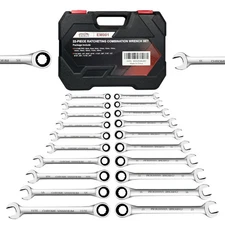 22 PCS Ratcheting Combination Wrench Set Combo Ratchet Wrenches Set 72 Teeth