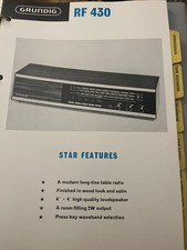 GRUNDIG RF430 SPEC SHEET RARE SHACK WALL ART