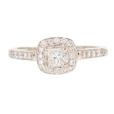 .54ctw Princess Cut Diamond Halo Engagement Ring 14k White Gold Size 8