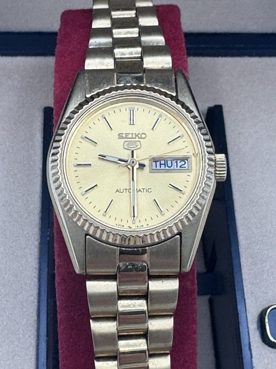 Seiko 5 4206-0510 Automatic Gold Dial Day/Date Womens With Box | eBay