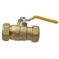 1 PIECE - 1" COMPRESSION BALL VALVE, LEAD FREE BRASS, 600 PSI WOG, STANDARD PORT