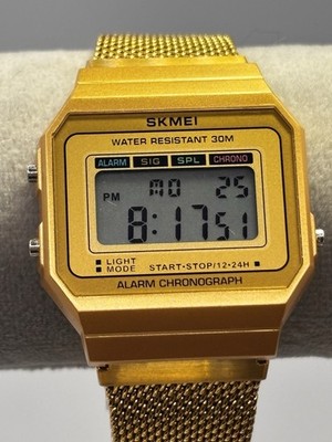 SKMEI Men Digital Watch Rectangle Dial Steel Wristwatch Water Resistant Sport