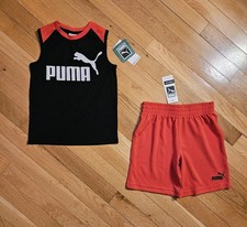 NEW PUMA Little Boy Tank Top  Short Set, Red sz 4 