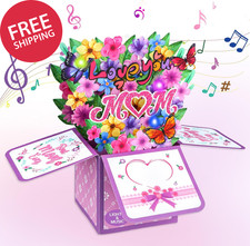 Musical Mothers Day Card - Love You Mom 3D Pop up Mothers Day Card with Lights a