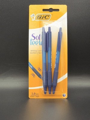 BIC SOFT FEEL Kugelschreiber 3 Stück Blau - Medium Strichstärke 1,0 mm - NEU