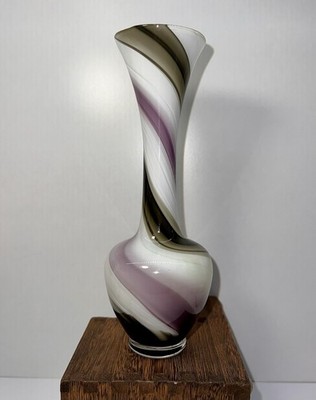 Opaline Green, Amethyst, White Bud Vase, 8in | Carlo Moretti-Murano-Italy
