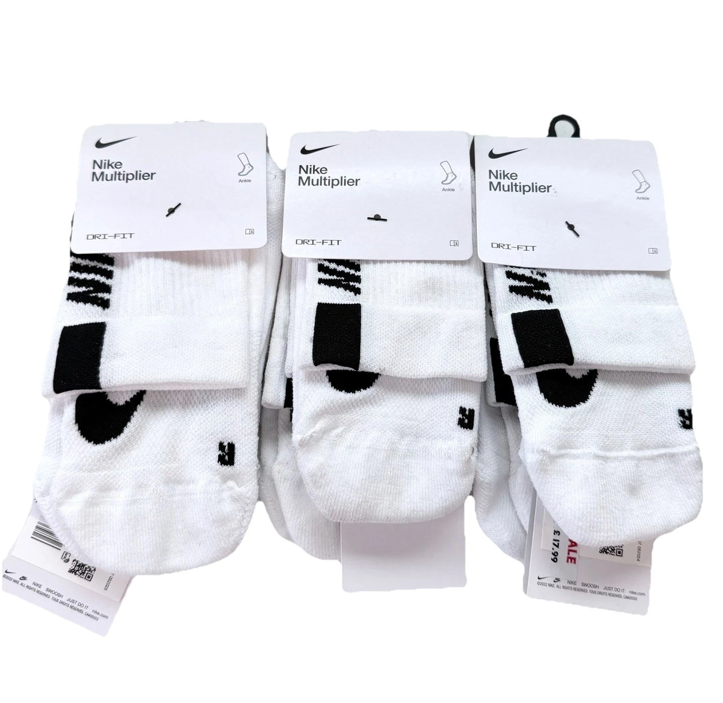 Nike Multiplier Ankle Socks White Size UK 5-8 X6 Pairs New