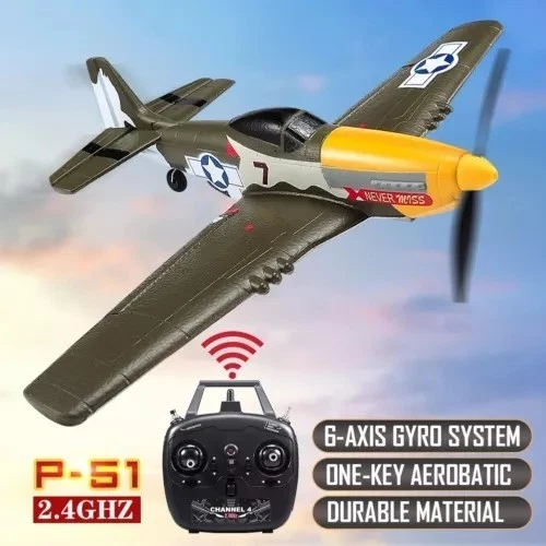 EE. UU. Avión RC P51 Mustang 2.4G Radio 4 canales 6 ejes RTF Control remoto Modelo de combate Foto 2 de 4