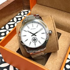 New Tory Burch Collins White Dial Stainless Steel Ladies Watch TBW1201