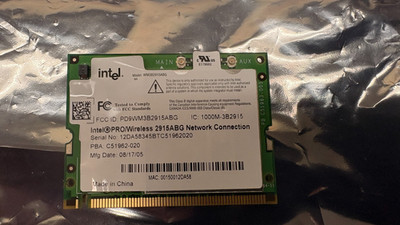Intel PRO / Wireless 2915ABG MiniPCI WIFI Card Network Connection