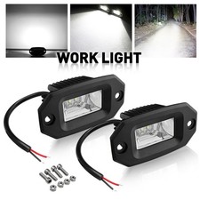 2X 3" Flush Mount LED Work Light Flood Bumper Reverse Pods Offroad Truck Driving