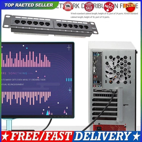 12 Port CAT6 Patch Panel RJ45 Networking Wall Mount Rack Bracket (GL-4013)