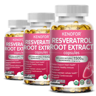 Resveratrol Capsules Anti-Aging Antioxidants, Brain Support, Radiant Skin