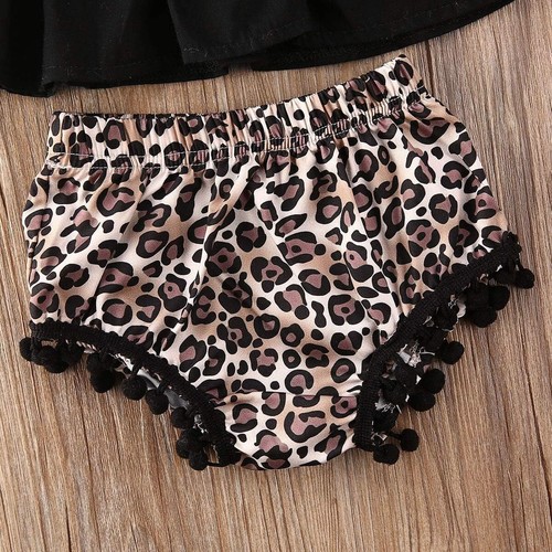 3PCS Infant Baby Girls Summer Outfit Short Sleeve T-Shirt Leopard Print Pants - Picture 6 of 11