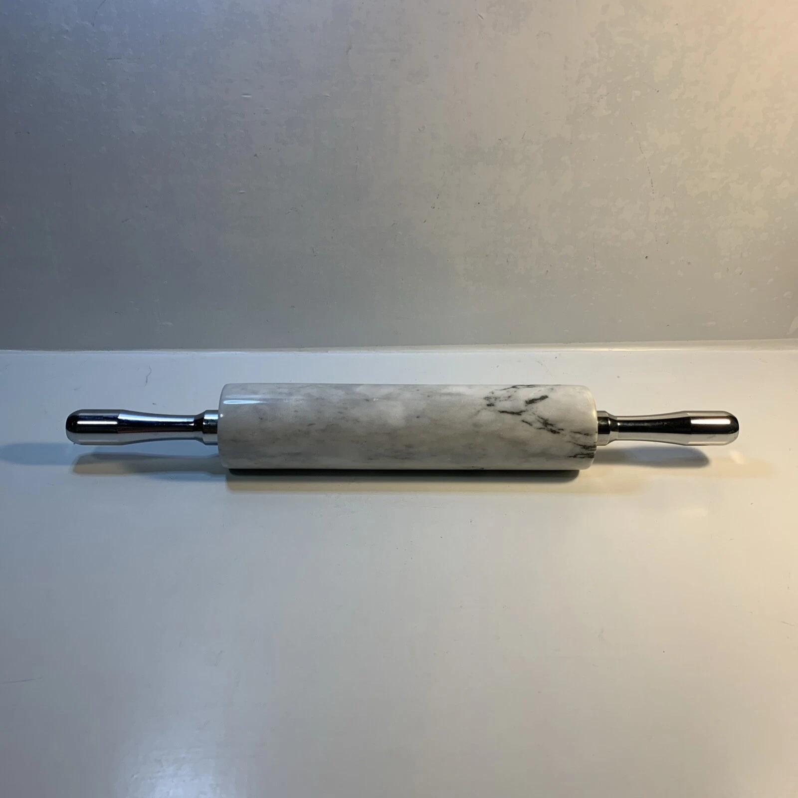MARBLE ROLLING PIN with Aluminum Handles Non Stick Baking Tools White 18"