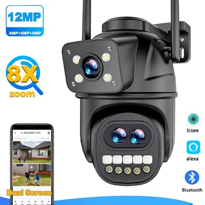 12MP 6K HD External  WiFi IP Camera 8x Zoom Security Protection Surveillance