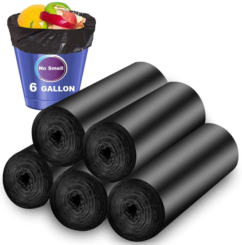 5 Gallon Trash Bags Black Garbage Recycling Leakproof No Smell