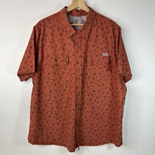 Eddie Bauer Button Up Fishing Shirt Orange Mens 2XL XXL